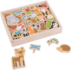 BigJigs magneten speelgoed houten bosdieren - 35 stuks magnetisch