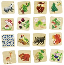 Goki memory spel bosdieren - memo spel 32 kaartjes karton