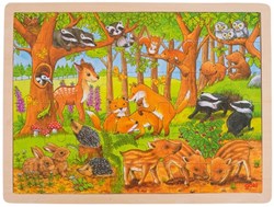 Goki houten puzzel - dieren bos 48 stukjes educatief speelgoed