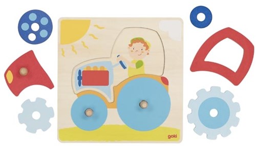 Goki houten steekpuzzel - traktor educatief speelgoed-2