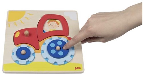 Goki houten steekpuzzel - traktor educatief speelgoed-3