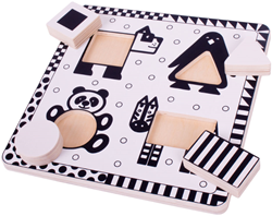 BigJigs houten dierenpuzzel zwart-wit educatief speelgoed