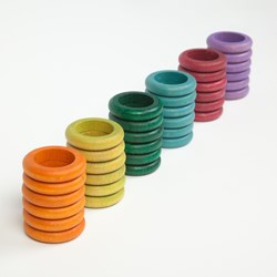 Grapat houten ringen speelgoed kleurrijk alternatief 36 stuks