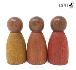 Grapat houten speelgoed Nins donker warm 3 stuks poppetjes